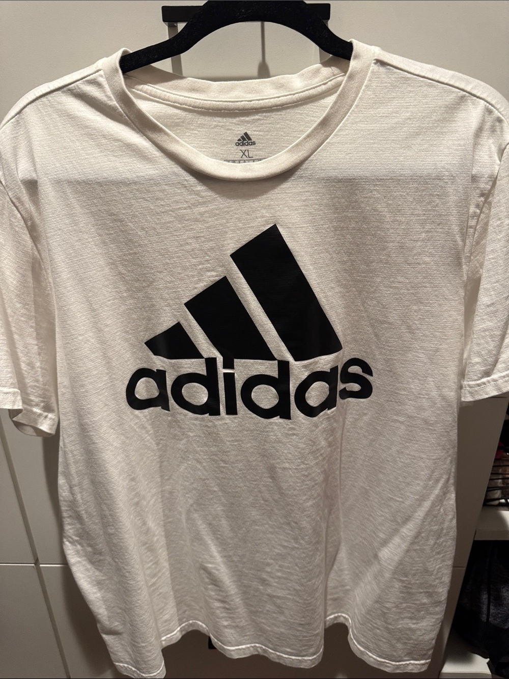 adidas White Short Sleeve Logo Tee with Black Branding